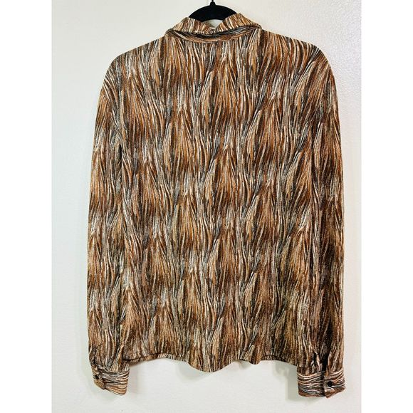 New York & Company Metallic Stretchy Career Button Up Blouse, Size L - Picture 4 of 4